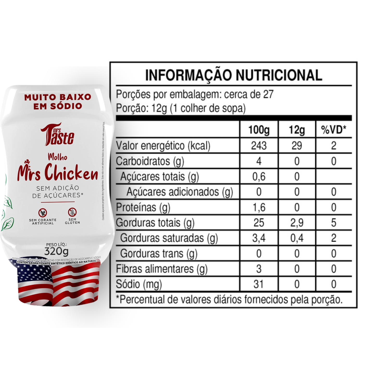 Molho Mrs Taste Bisnaga Mrs Chiken 320g
