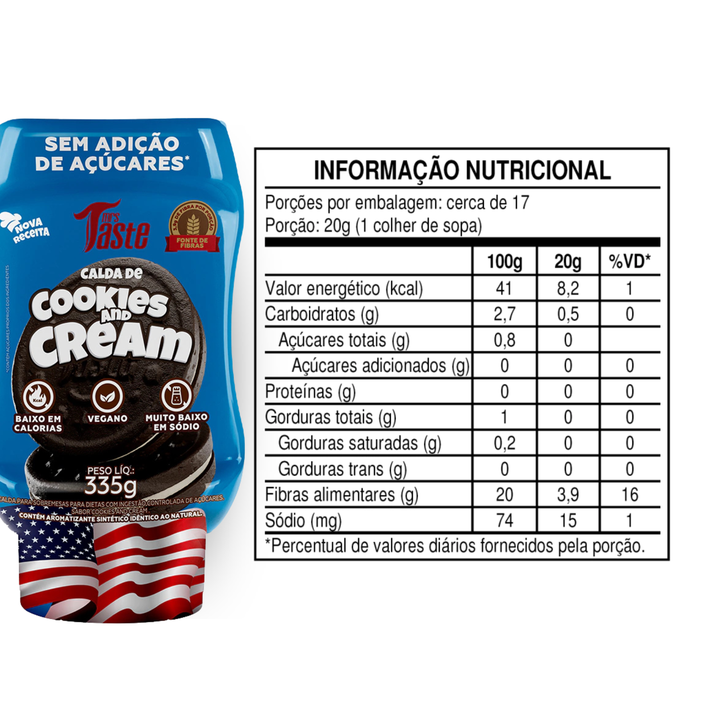 Calda Mrs Taste Bisnaga Cookies and Cream 335g
