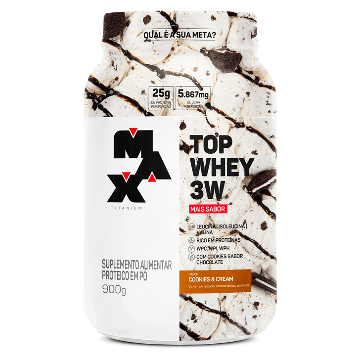 Whey Max Titanium Top Whey 3W Mais Sabor 900g