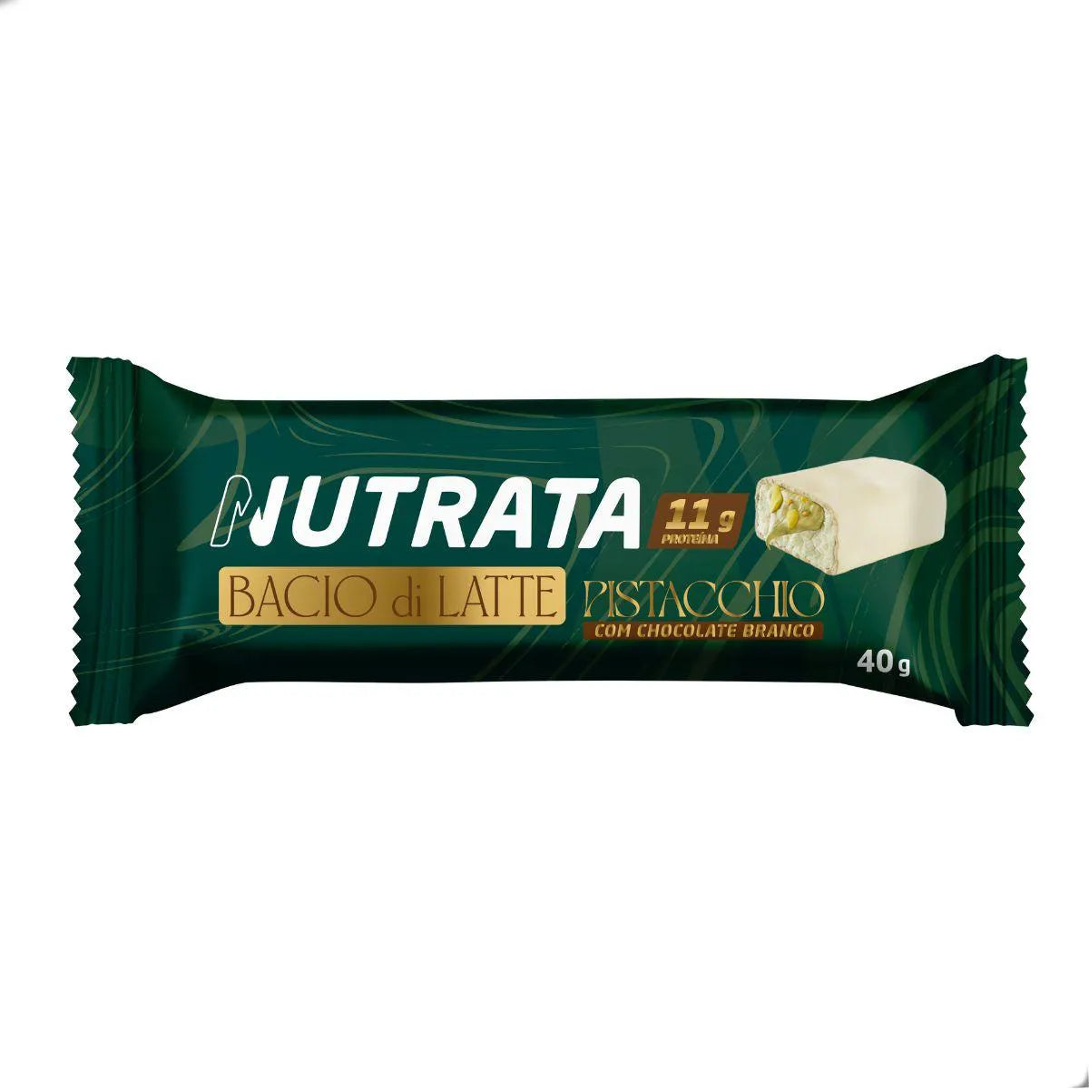 Barra de proteína Nutrata Bacio di Latte Pistache com Chocolate Branco 40g