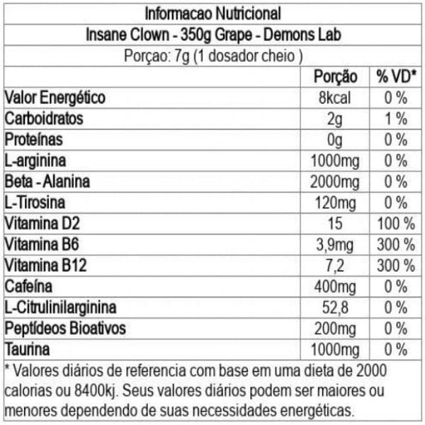 Pré treino Demons Lab Insane Clown 350g