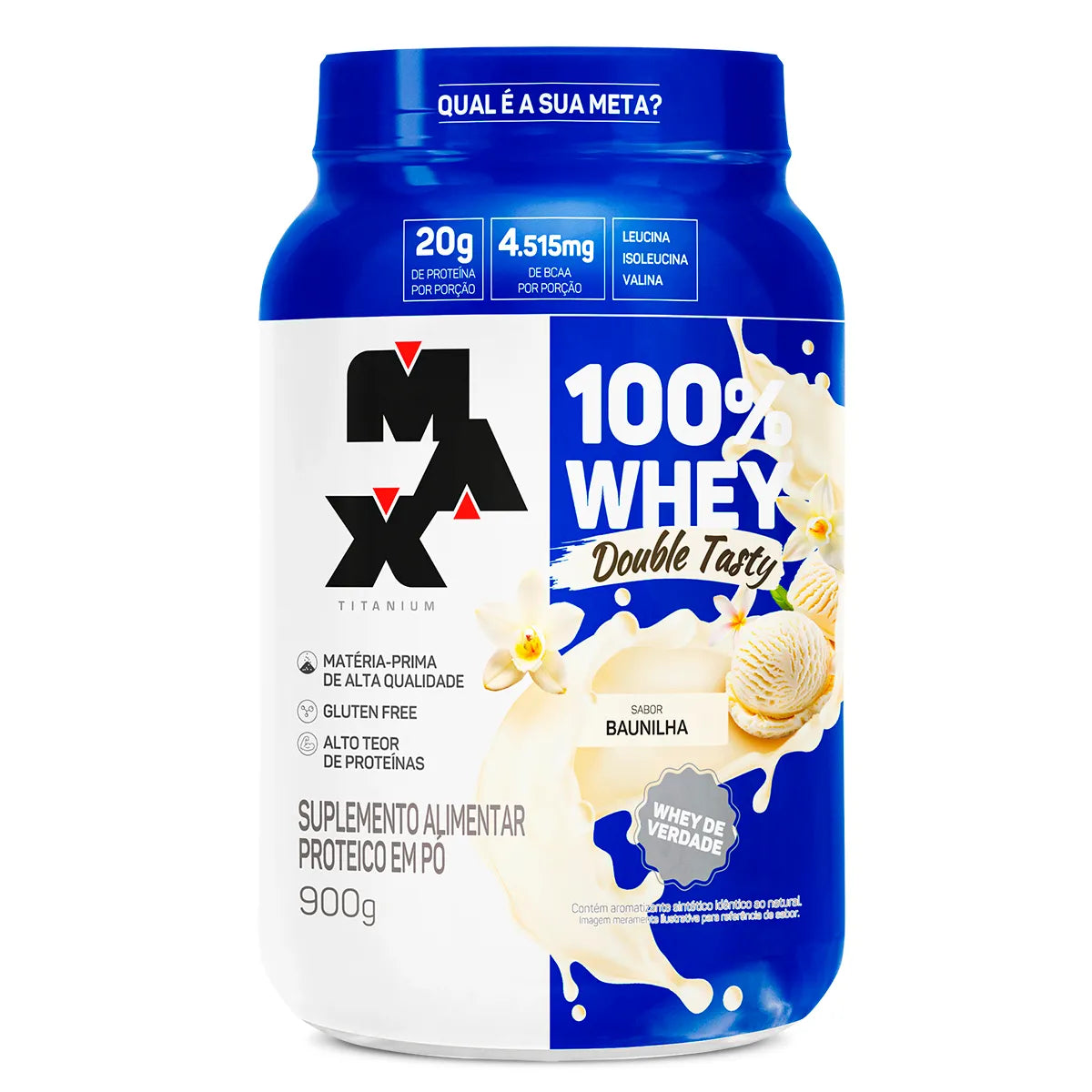 Whey Max Titanium 100% Whey Double Tasty Concentrado 900g