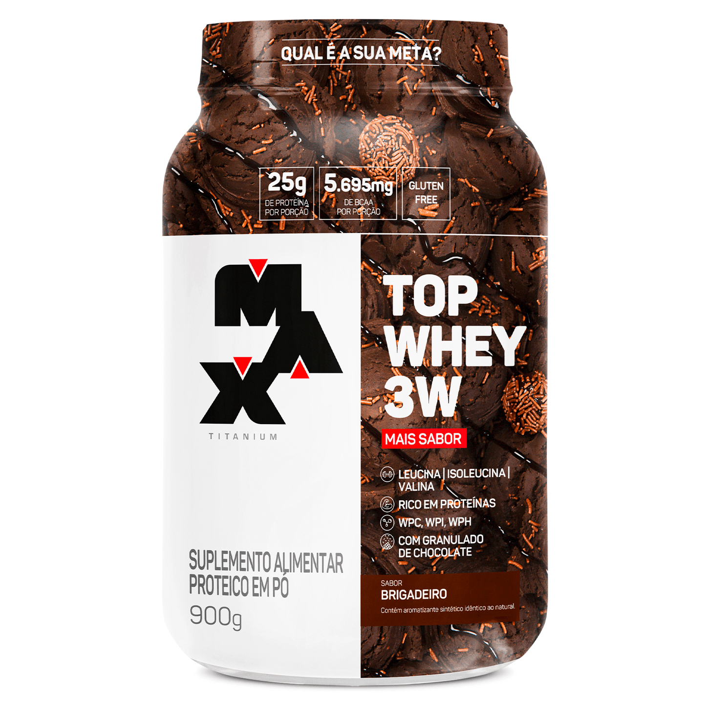 Whey Max Titanium Top Whey 3W Mais Sabor 900g